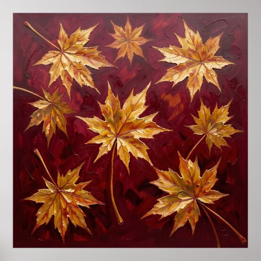 Poster Feuilles de Érable Dorées Peinture d'Automne (Devant)