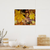 Poster Feuilles de Érable Tombées Jaune Automne Nature (Cuisine)
