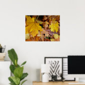 Poster Feuilles de Érable Tombées Jaune Automne Nature (Bureau à domicile)