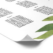 Poster Feuilles de feuillage Plan de table fête/mariage (Coin)