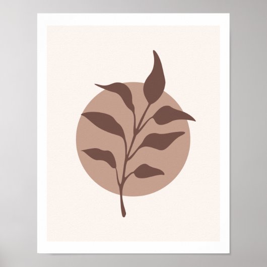 Poster Feuilles de fleurs botaniques modernes simples sur (Devant)