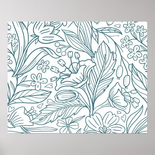 Poster Feuilles de fleurs d'hibiscus simples et élégantes (Devant)