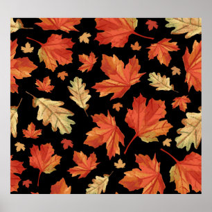 Poster Feuilles de l'érable d'automne Thanksgiving Motif
