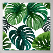 Poster Feuilles de Monstera | Aquarelle Moderne Simple (Devant)