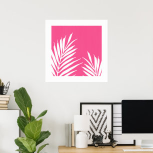 Poster Feuilles de palme acrylique blanc corail