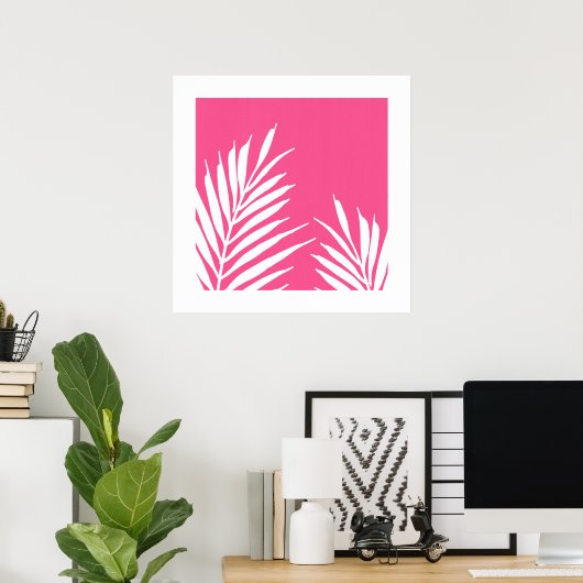 Poster Feuilles de palme acrylique blanc corail (Bureau à domicile)