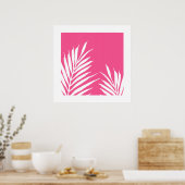 Poster Feuilles de palme acrylique blanc corail (Cuisine)