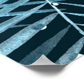 Poster Feuilles de palme sur bleu avec pois blancs. (Coin)