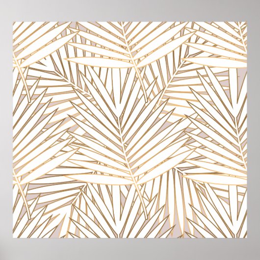 Poster Feuilles de palmiers dorés : art déco. (Devant)