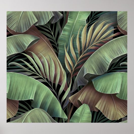 Poster Feuilles de palmiers tropicaux, illustration 3D de (Devant)
