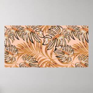 Poster Feuilles de palmiers tropicaux, jungle. Patte flor