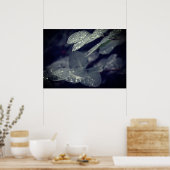 Poster Feuilles de pluie vert foncé (Cuisine)