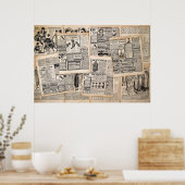 Poster Feuilles de publicité de journaux anciens Découpag (Cuisine)