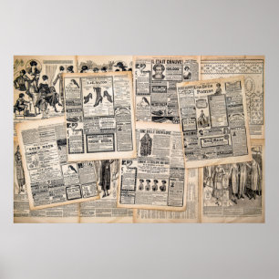 Poster Feuilles de publicité de journaux anciens Découpag