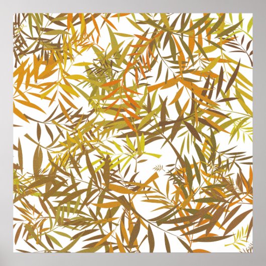 Poster Feuilles de saule dorées, bronze et marron (Devant)