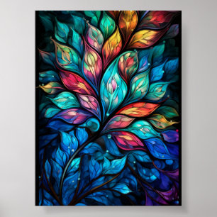 Poster Feuilles de verre teinté radieuses dans une tonali
