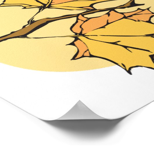 Poster Feuilles d'érable d'automne avec Branches et couch (Coin)