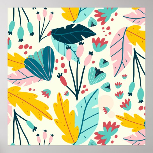 Poster Feuilles d'été tropicaux (Devant)