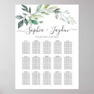 Poster Feuilles d'eucalyptus de verdure à l'aquarelle mod