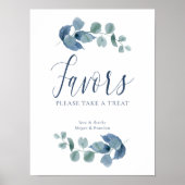 Poster Feuilles d'eucalyptus simple aquarelle Faveurs (Devant)