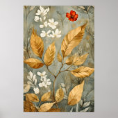 Poster feuilles dorées mélangées à des tons plus chauds (Devant)