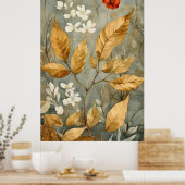 Poster feuilles dorées mélangées à des tons plus chauds (Cuisine)