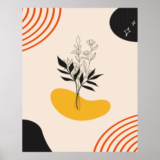 Poster Feuilles minimalistes abstraites (Devant)