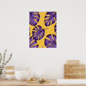 Poster Feuilles modernes tropicaux violets - Art Jaune Vi (Cuisine)