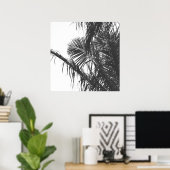 Poster Feuilles Monochrome Noir Blanc Palm Tree (Bureau à domicile)