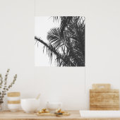 Poster Feuilles Monochrome Noir Blanc Palm Tree (Cuisine)