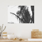 Poster Feuilles Monochrome Noir Blanc Palm Tree (Cuisine)