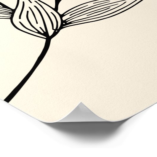 Poster Feuilles noirs et cercles douillets en style Boho (Coin)