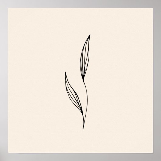 Poster Feuilles noirs minimaux (Devant)