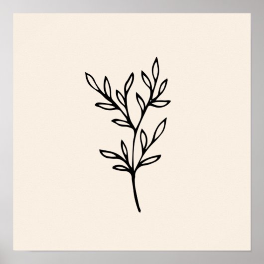 Poster Feuilles noirs minimaux (Devant)