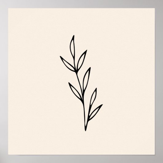 Poster Feuilles noirs minimaux (Devant)