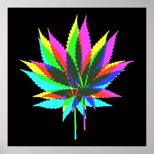 Poster Feuilles Plantes sauvages - couleur néon + vos idé (Devant)