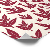 Poster Feuilles rouges sur fond crème (Coin)