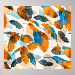 Poster Feuilles Silhouette : aquarelle, PA sans fil numér