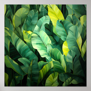 Poster Feuilles tropicales, botanique abstraite, jungle,