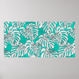 Poster Feuilles tropicales, feuilles de jungle sans coutu