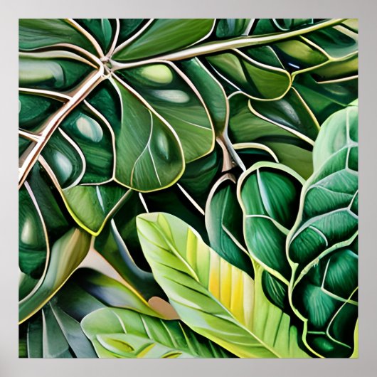 Poster Feuilles Tropicales Vertes (Devant)