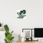 Poster Feuilles tropicaux 1 Vert foncé sur l'art blanc Im (Bureau à domicile)