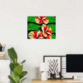 Poster Feuilles tropicaux colorés et fleurs d'Hibiscus | (Bureau à domicile)