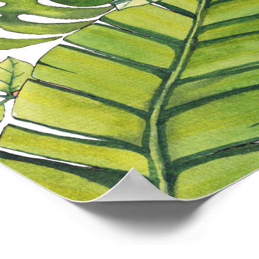 Poster Feuilles Tropicaux En Aquarelle (Coin)