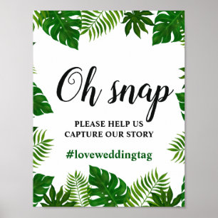 Poster Feuilles tropicaux Oh Snap Mariage Instagram