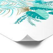 Poster Feuilles tropicaux turquoise (Coin)