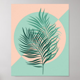 Poster Feuilles tropicaux (turquoise et blush)
