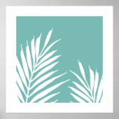 Poster Feuilles Turquoises doux de palmier blanc (Devant)