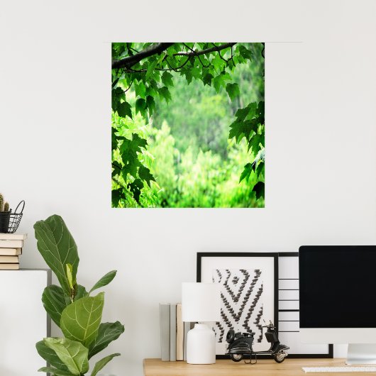 Poster Feuilles verts (Bureau à domicile)