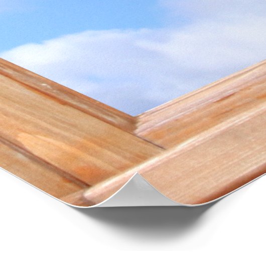 Poster Feuilles verts et ciel d'été vue depuis une fenêtr (Coin)